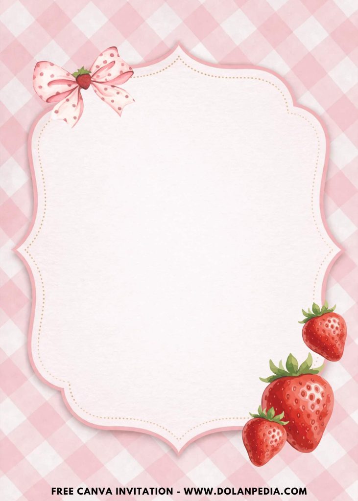 Free and Editable Sweet Strawberry 1st Birthday Invitation Templates Made in Canva. Customize Online for free