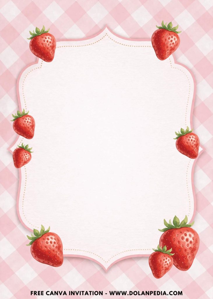 Free and Editable Fresh Strawberry 1st Birthday Invitation Templates Made in Canva. Customize Online for free
