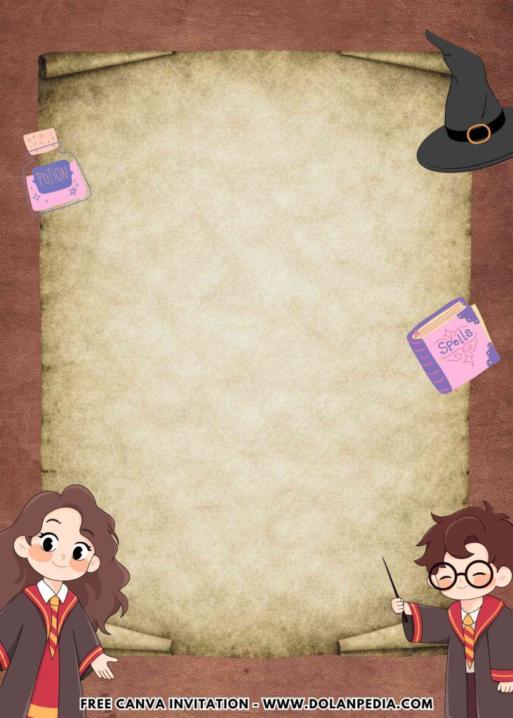 Free and Editable Lovely Cute Wizard Party Invitation Templates Made in Canva. Customize Online for free