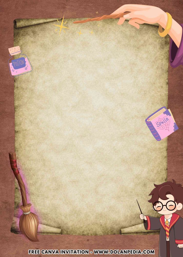 Free and Editable Lovely Wizard Party Invitation Templates Made in Canva. Customize Online for free