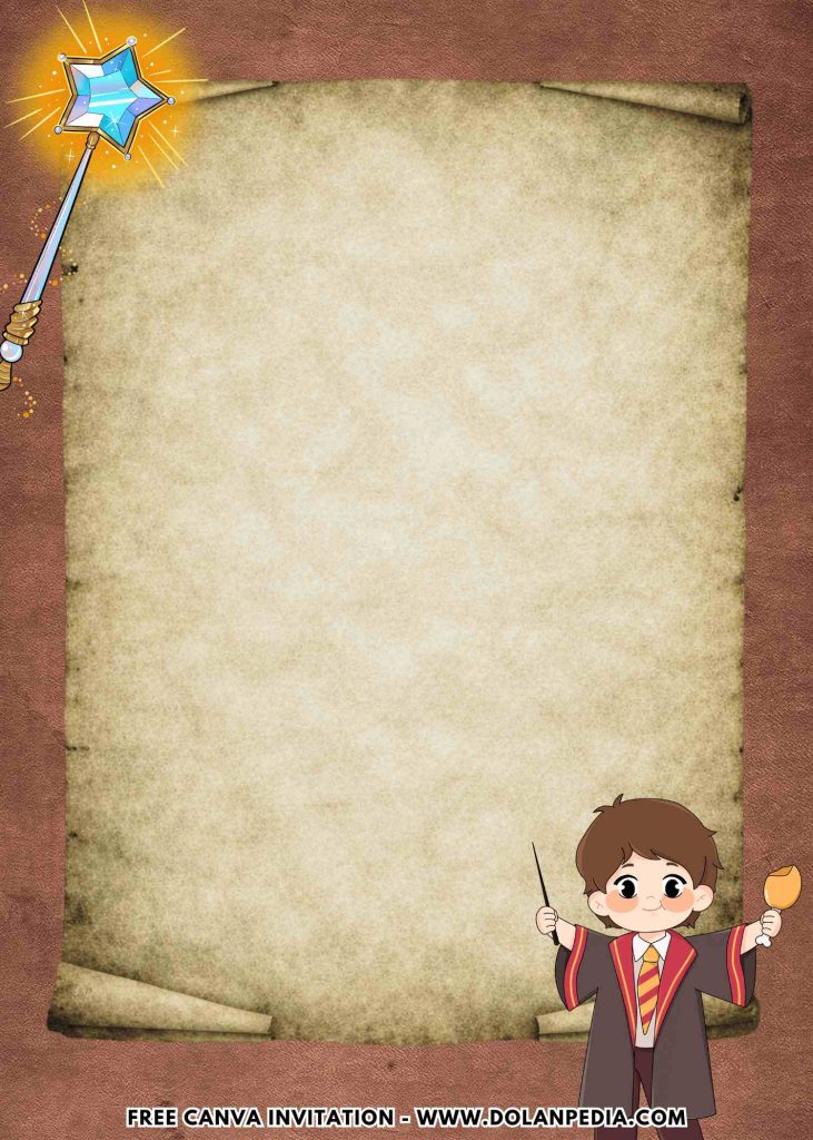 Free and Editable Cute Chibi Harry Potter Wizard Party Invitation Templates Made in Canva. Customize Online for free