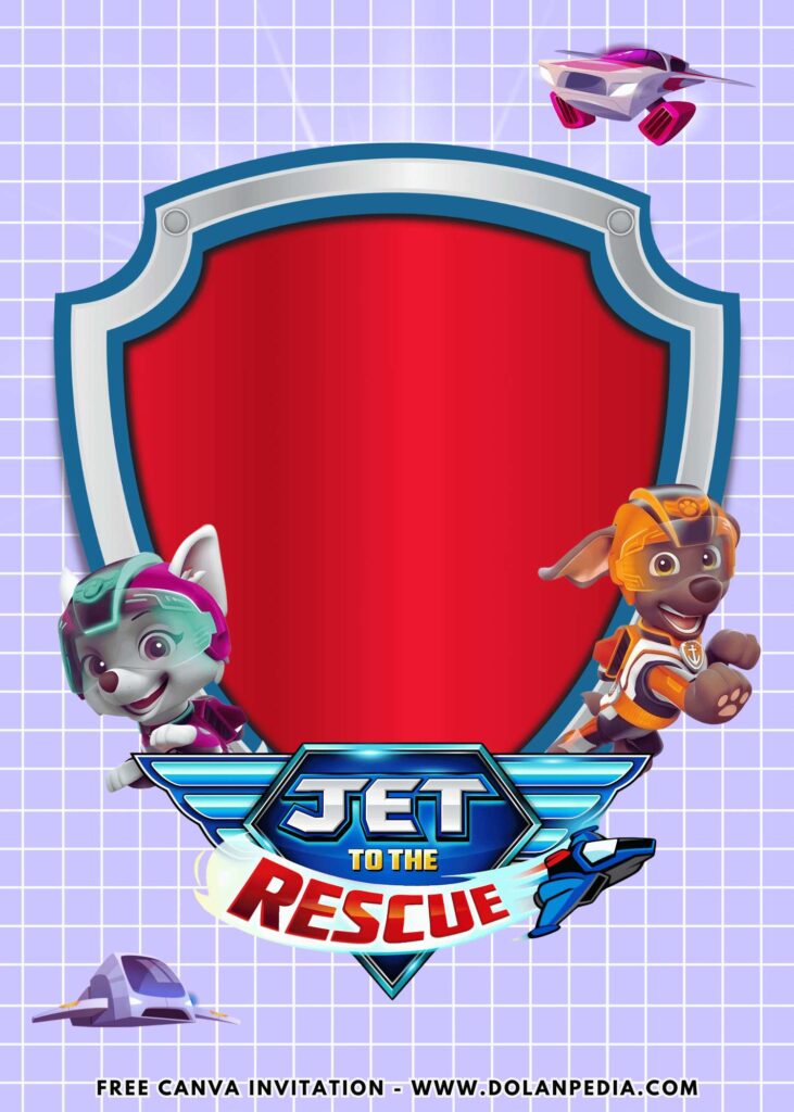 Free and Editable Everest and Zuma Jet to the Rescue PAW Patrol Movie Birthday Invitation Templates Made in Canva. Customize Online for free