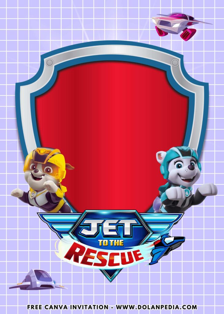 Free and Editable Rubble Everest and Zuma Jet to the Rescue PAW Patrol Movie Birthday Invitation Templates Made in Canva. Customize Online for free