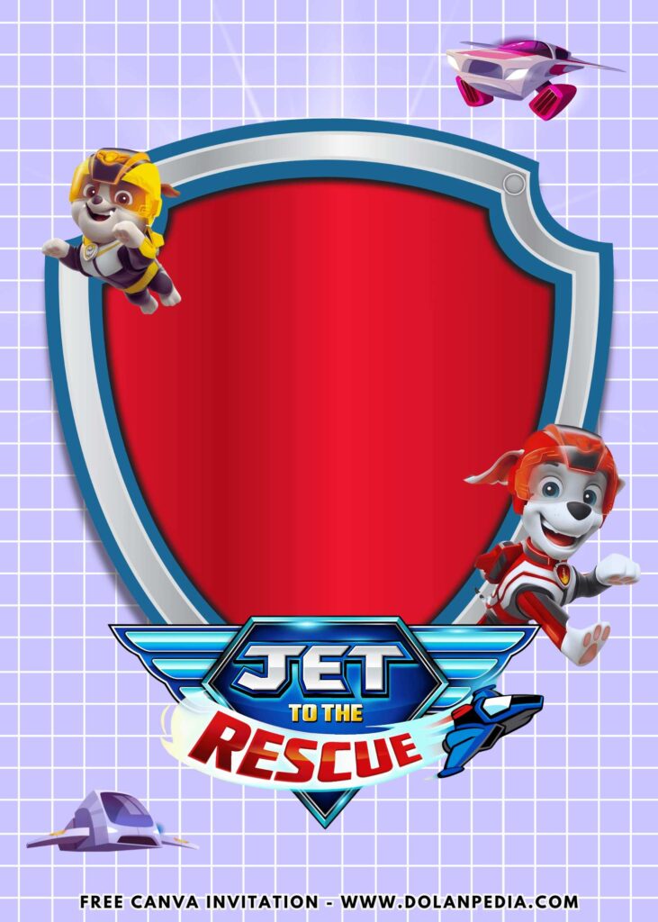 Free and Editable Rubble and Marshall Jet to the Rescue PAW Patrol Movie Birthday Invitation Templates Made in Canva. Customize Online for free