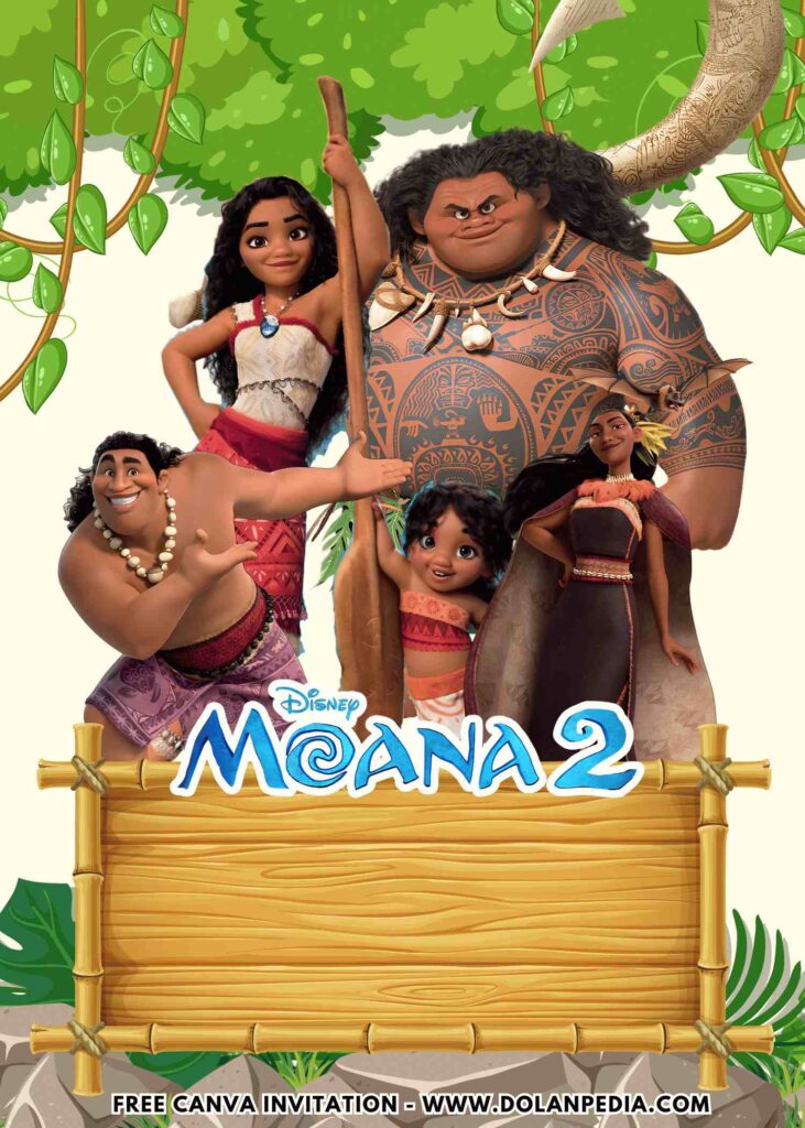 Free and Editable Disney Moana Simea Moni and Princess Birthday Invitation Templates Made in Canva. Customize Online for free