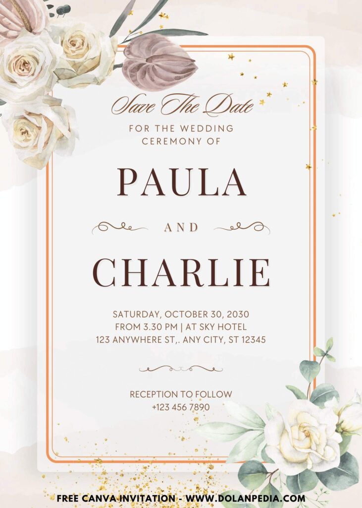 Free and Editable Spring Garden Wedding Invitation Templates Made in Canva. Customize Online for free
