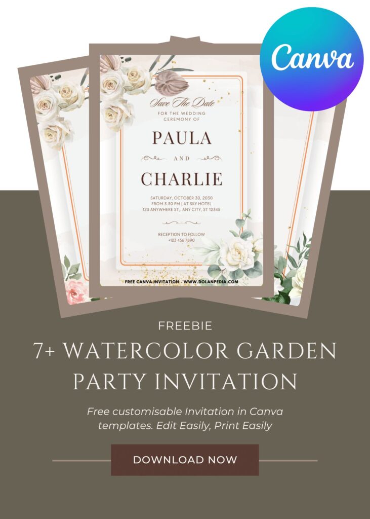 Free and Editable Romantic Floral Spring Garden Wedding Invitation Templates Made in Canva. Customize Online for free
