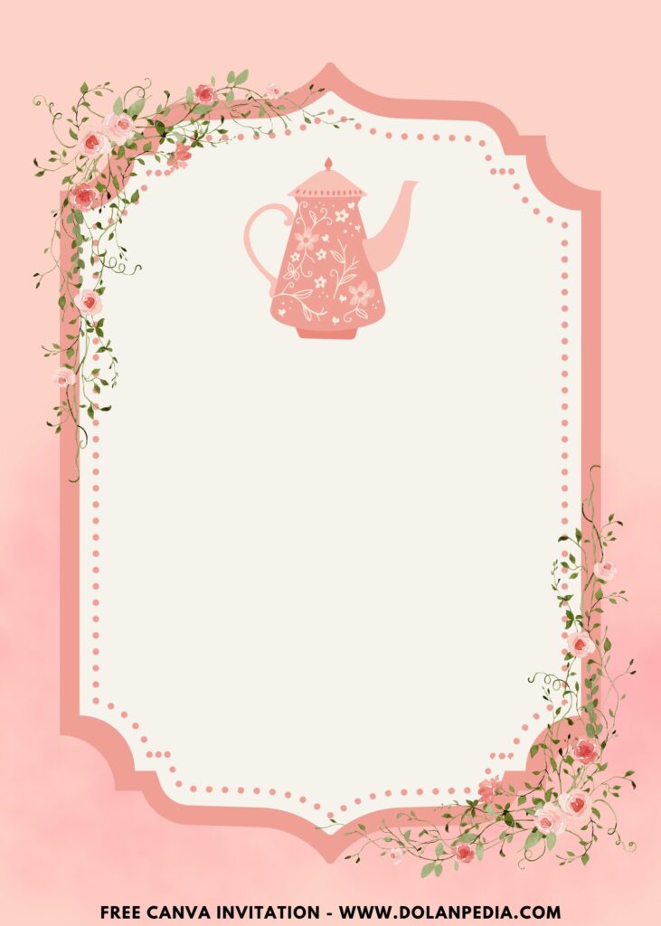 Free and Editable Beautiful Blooming Backyard Floral Tea Party Birthday Invitation Templates Made in Canva. Customize Online for free