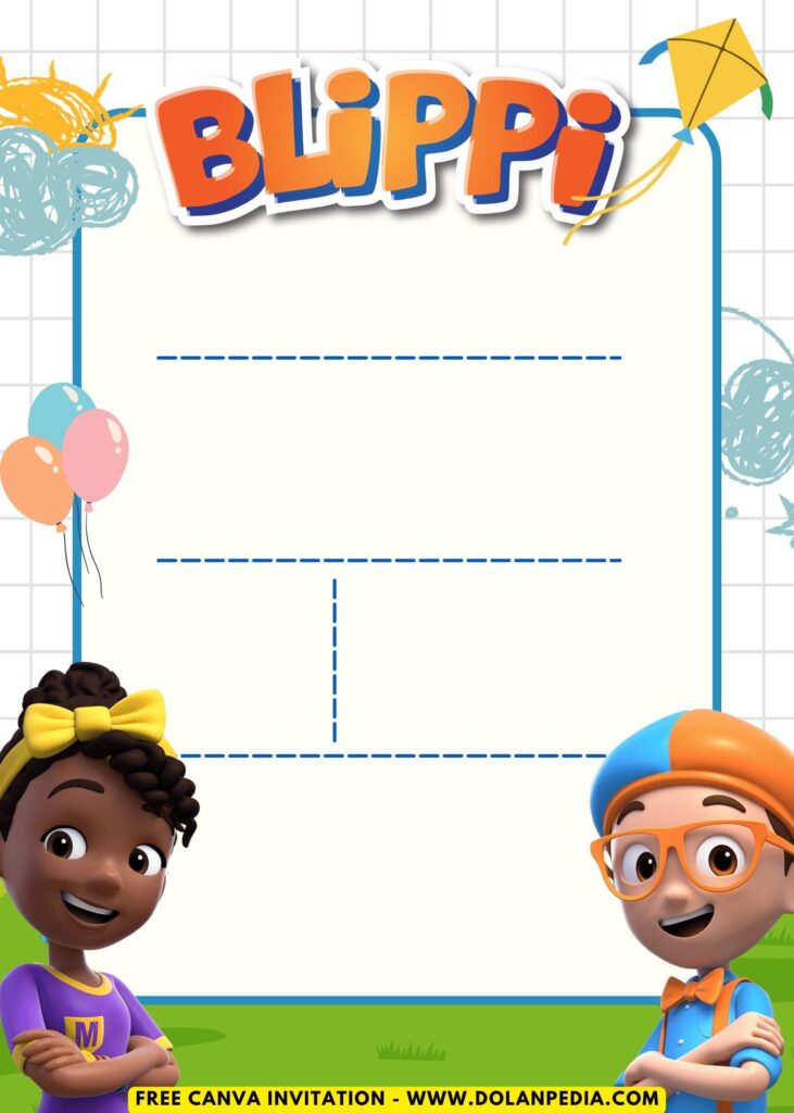 Free and Editable Lovely Super Fun Blippi Kids Birthday Invitation Templates Made in Canva. Customize Online for free