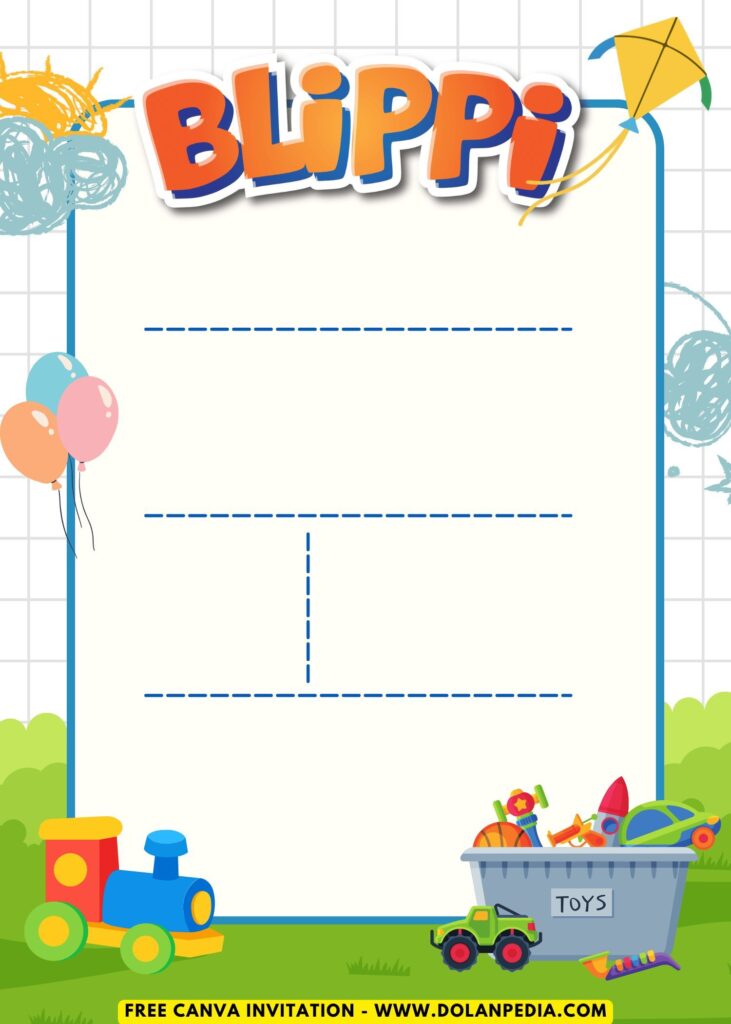 Free and Editable Outdoor Super Fun Blippi Kids Birthday Invitation Templates Made in Canva. Customize Online for free