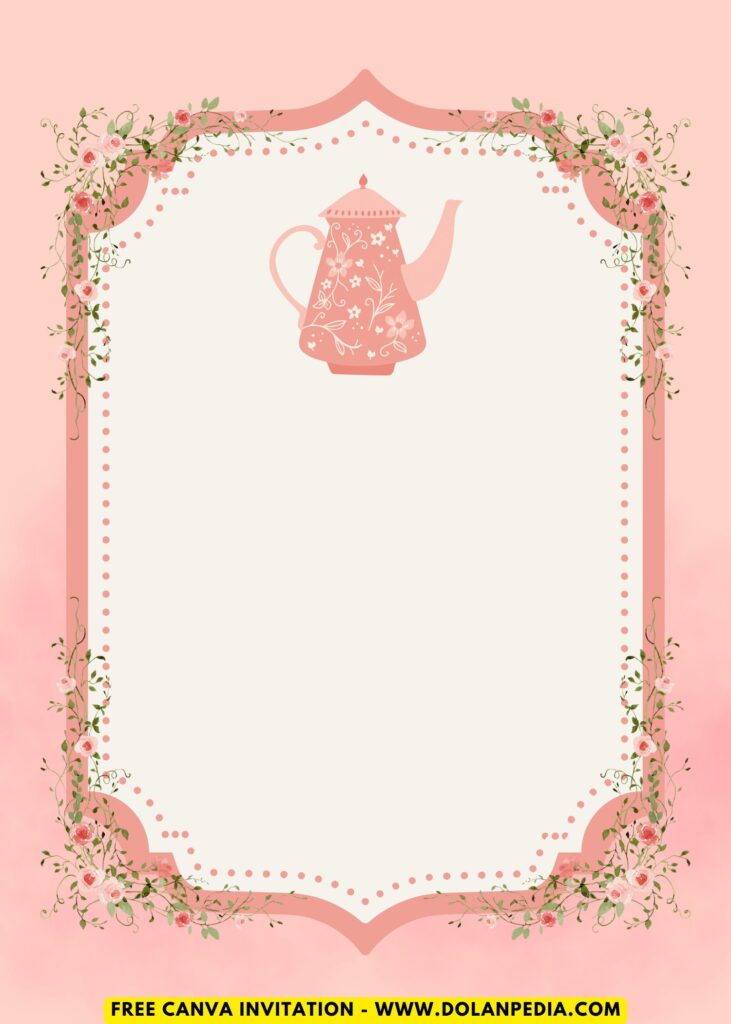 Free and Editable Chic Floral Backyard Floral Tea Party Birthday Invitation Templates Made in Canva. Customize Online for free