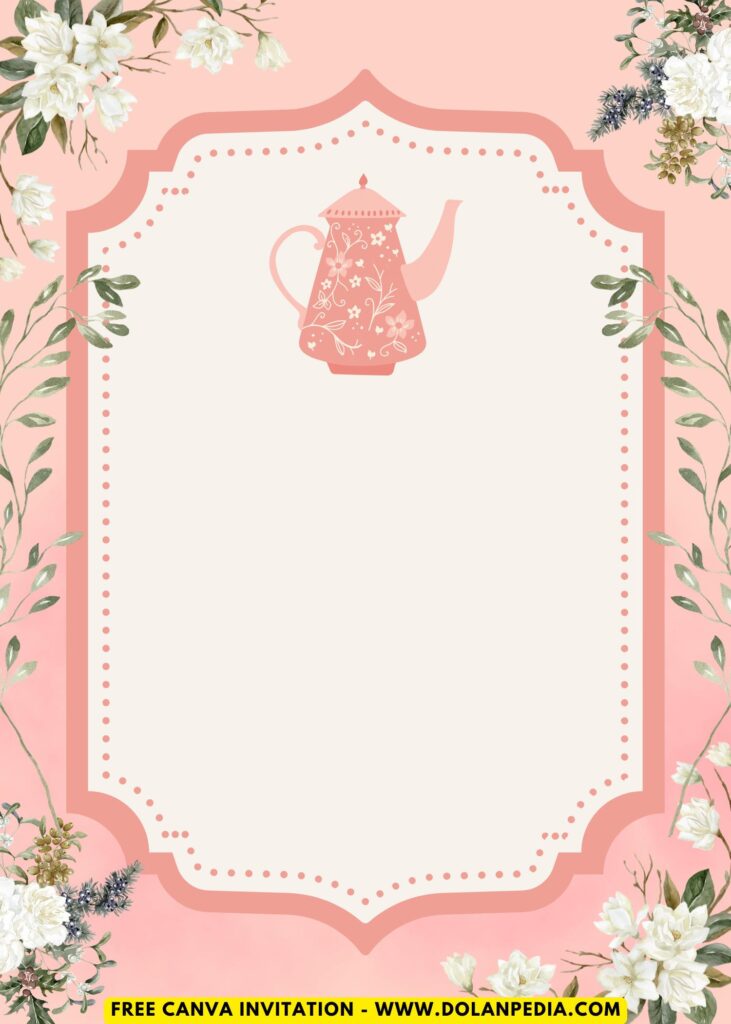 Free and Editable Spring Garden Backyard Floral Tea Party Birthday Invitation Templates Made in Canva. Customize Online for free