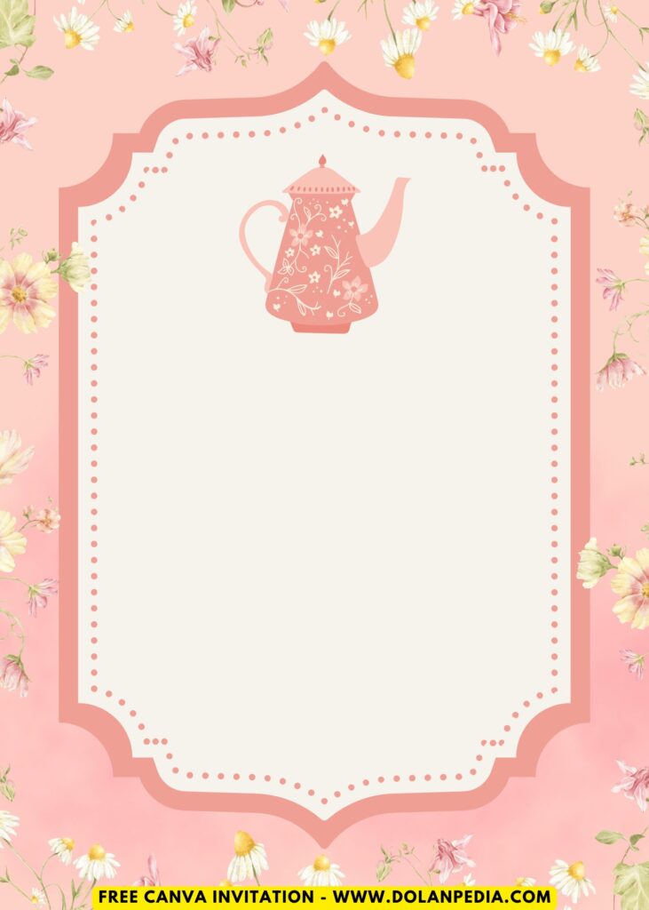 Free and Editable Watercolor Floral Backyard Floral Tea Party Birthday Invitation Templates Made in Canva. Customize Online for free