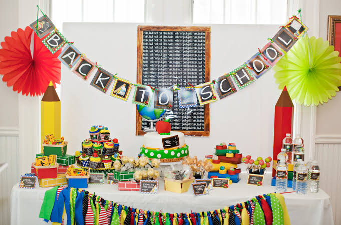 colorful blippi back to school party decor