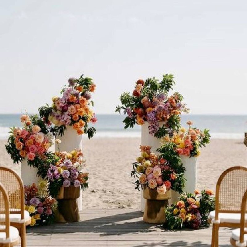 floral arch wedding decor for beachside