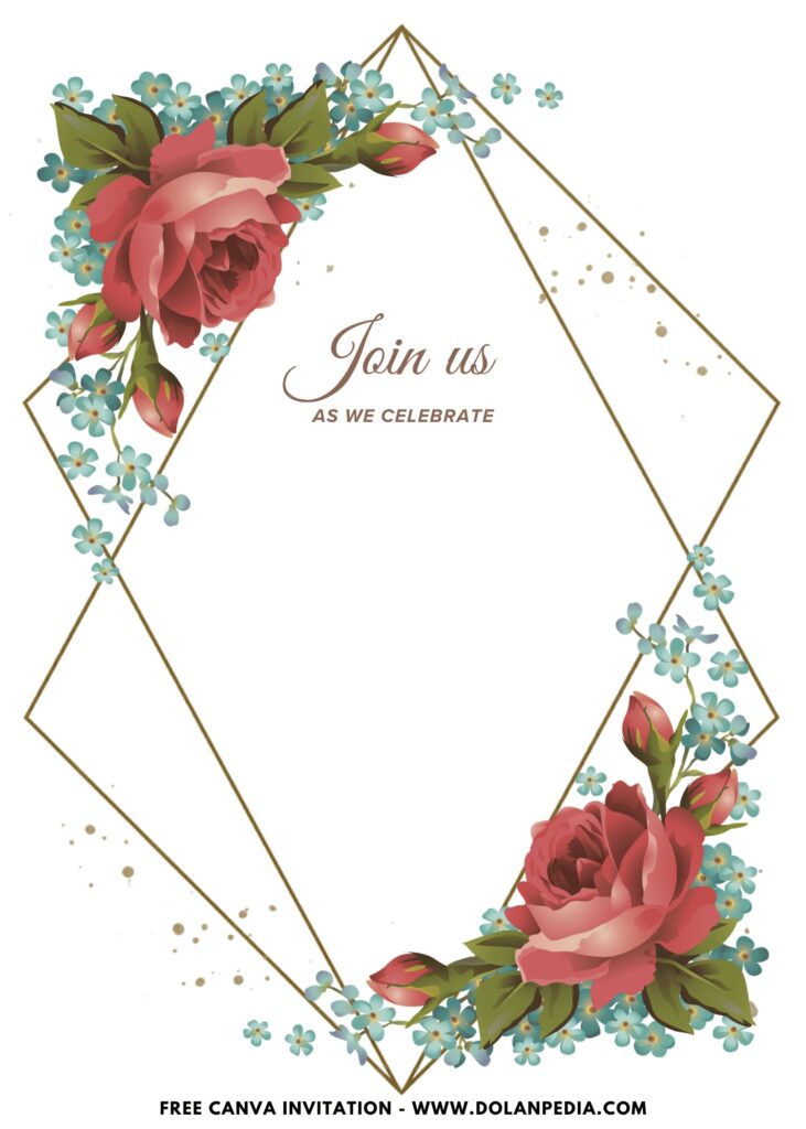 Free and Editable Vintage Watercolor Rose First Birthday Invitation Templates Made in Canva. Customize Online for free