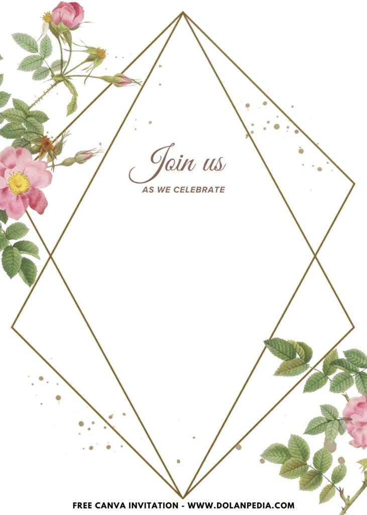 Free and Editable Vintage Garden Rose First Birthday Invitation Templates Made in Canva. Customize Online for free