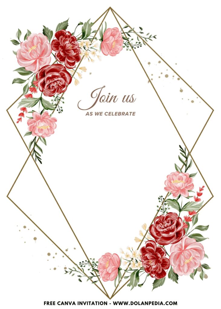 Free and Editable Vintage Red Rose First Birthday Invitation Templates Made in Canva. Customize Online for free
