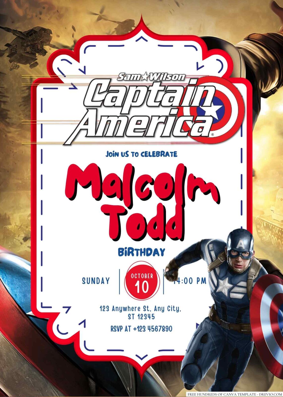 FREE Captain America Birthday Invitation Templates - fridf. free pdf ...