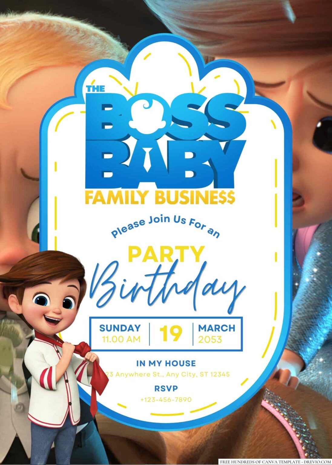 Boss Baby Birthday: FREE Template Planner & Canva Invitations - fridf ...