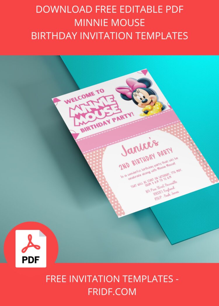 ( Free Editable PDF ) Minnie Mouse Birthday Invitation Templates ...