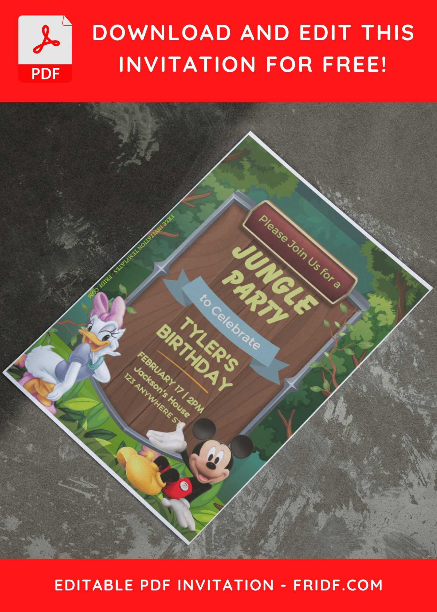 (Free Editable PDF) Mickey Mouse Kids Birthday Invitation Templates ...
