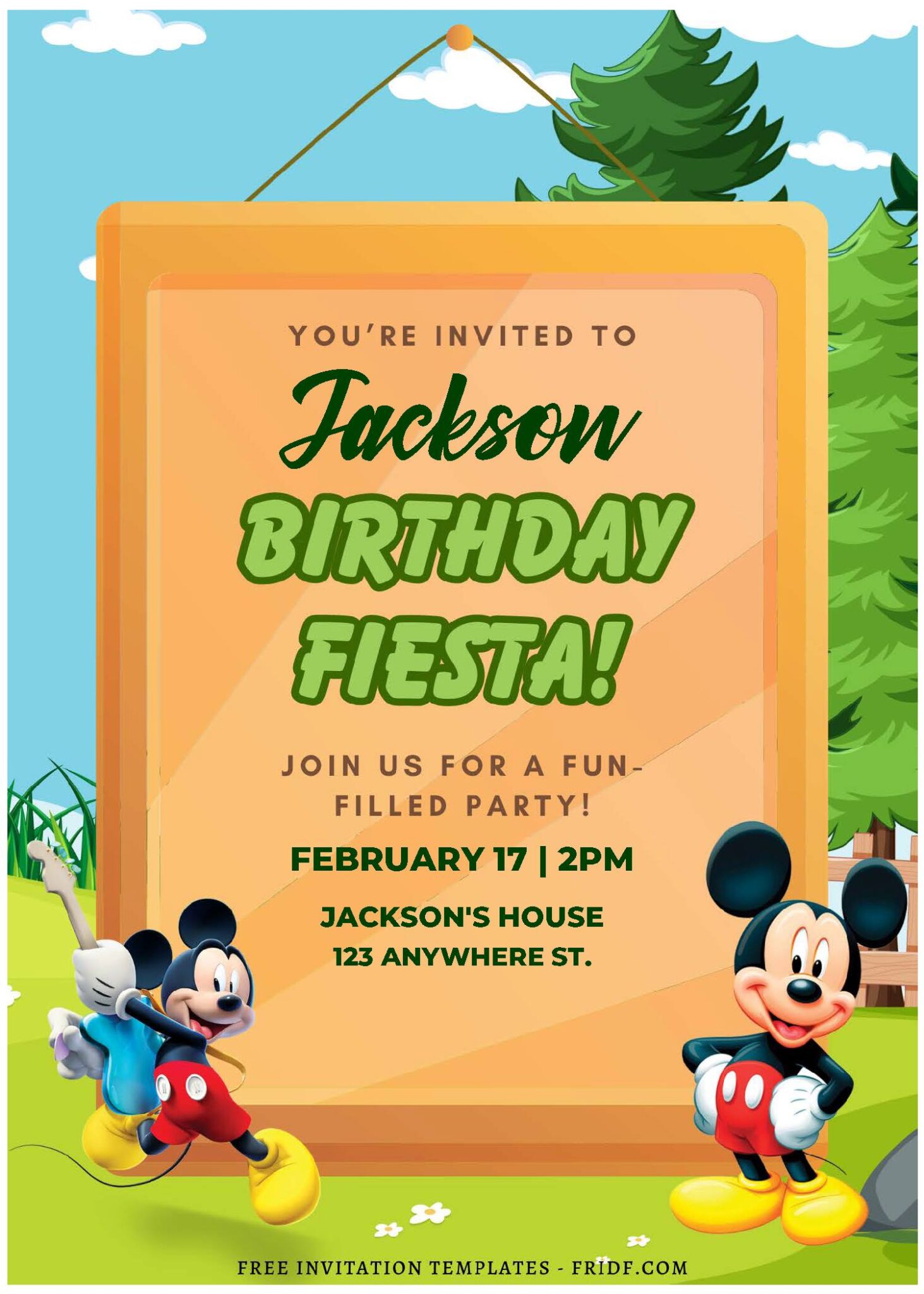 (Free Editable PDF) Disney Mickey Mouse Fiesta Birthday Invitation ...