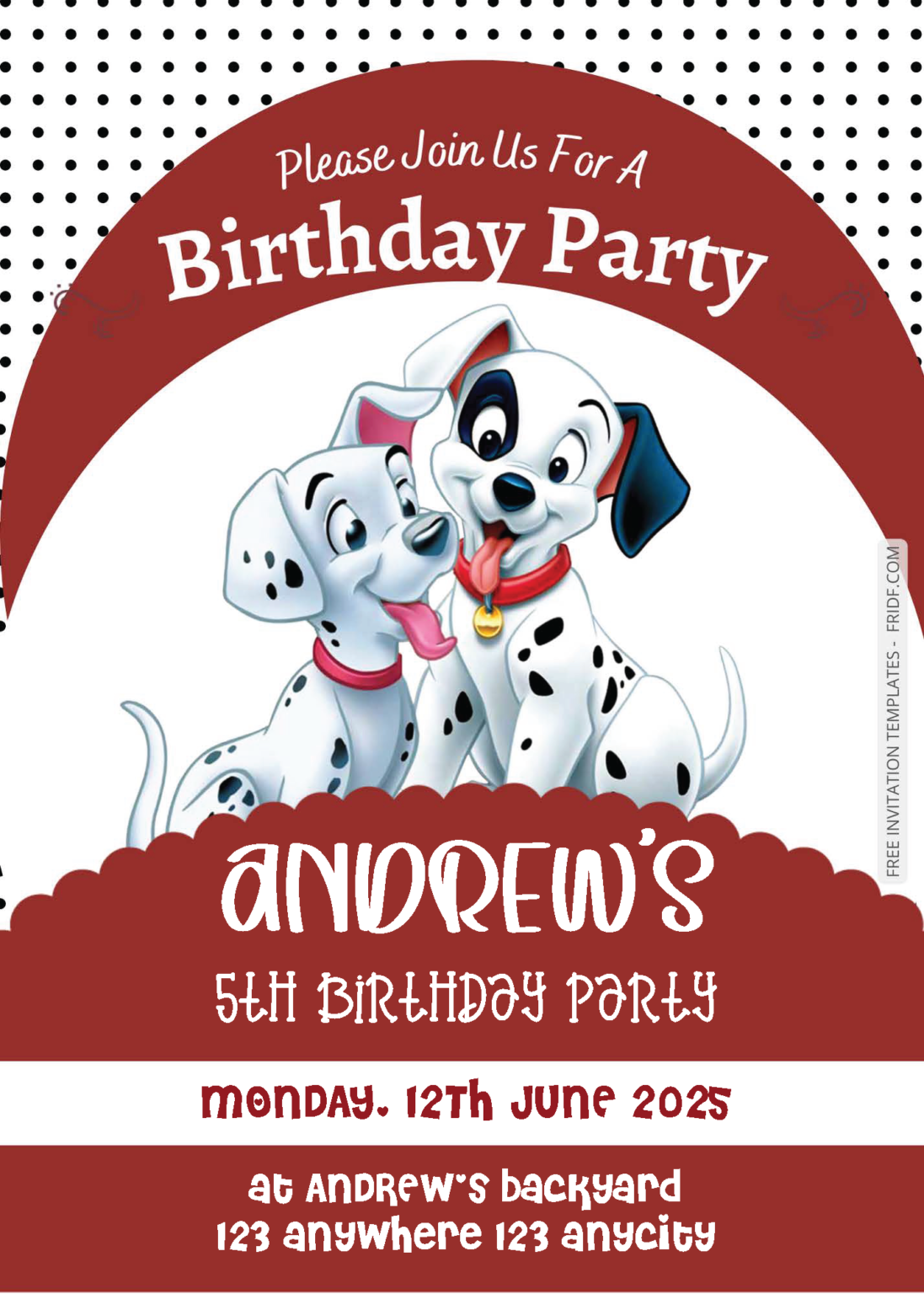 FREE PDF Invitation - 101 Dalmatian Birthday Invitation Templates ...