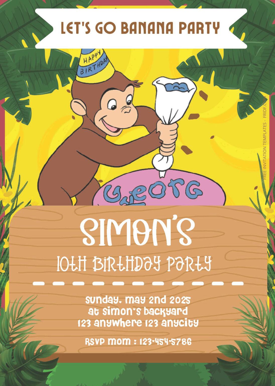 George Michael Invitation FREE PDF Invitation - Curious George Birthday Invitation Templates ...
