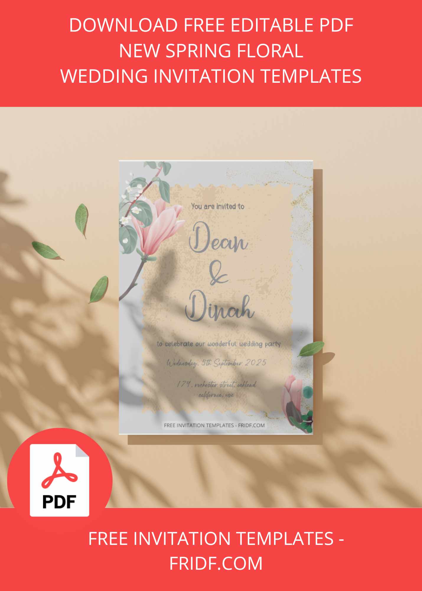 FREE PDF Invitation - New Spring Floral Wedding Invitation Templates ...