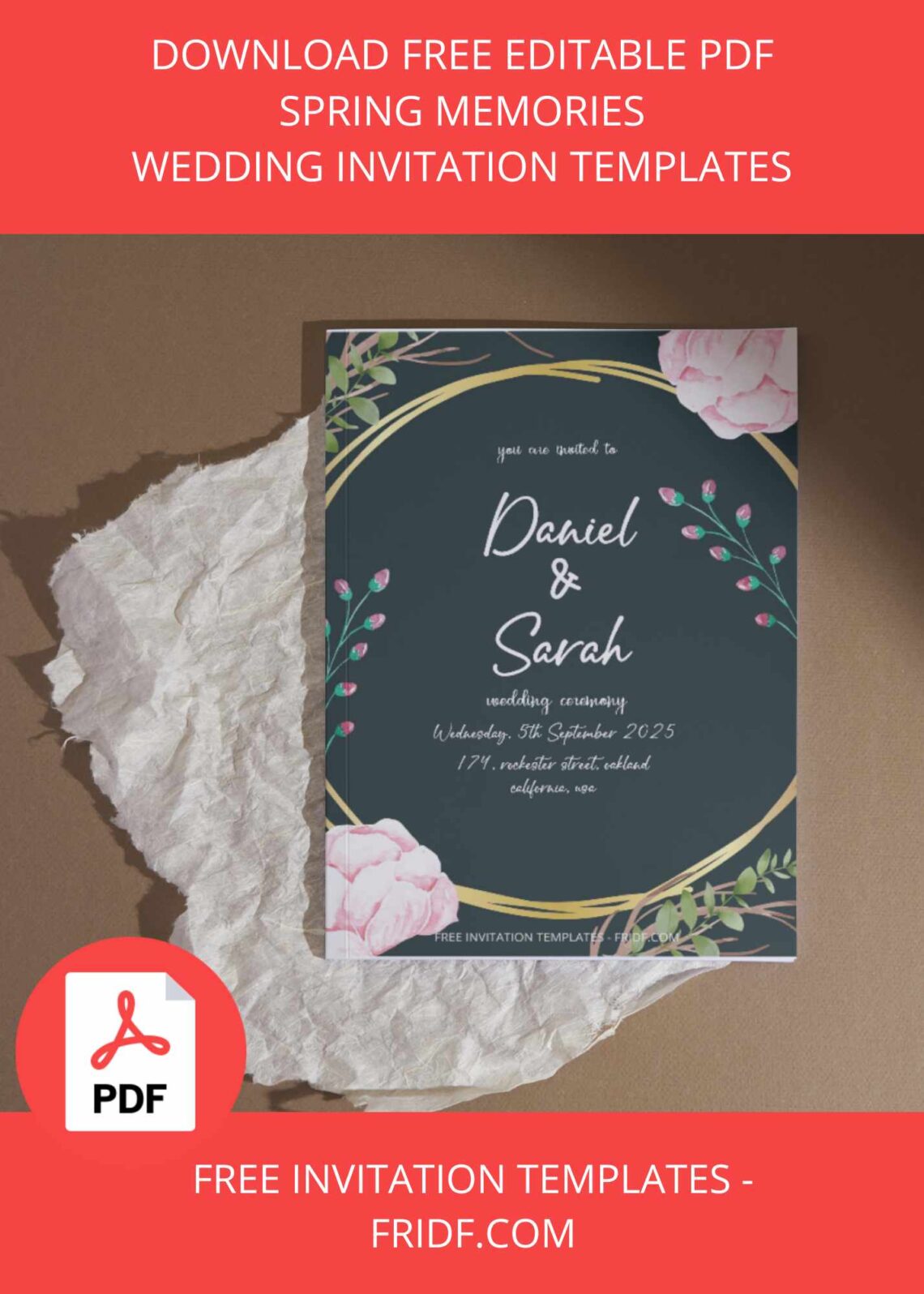 FREE PDF Invitation - Spring Memories Wreath Wedding Invitation ...