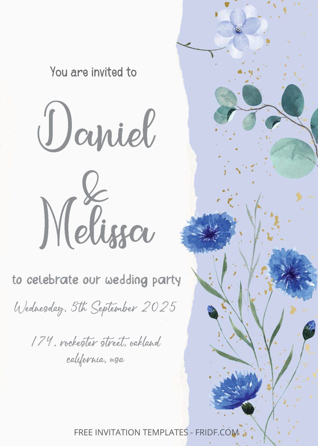 Blue Spring Invitations FREE PDF Invitation - Blue Spring Wedding Invitation Templates - fridf ...