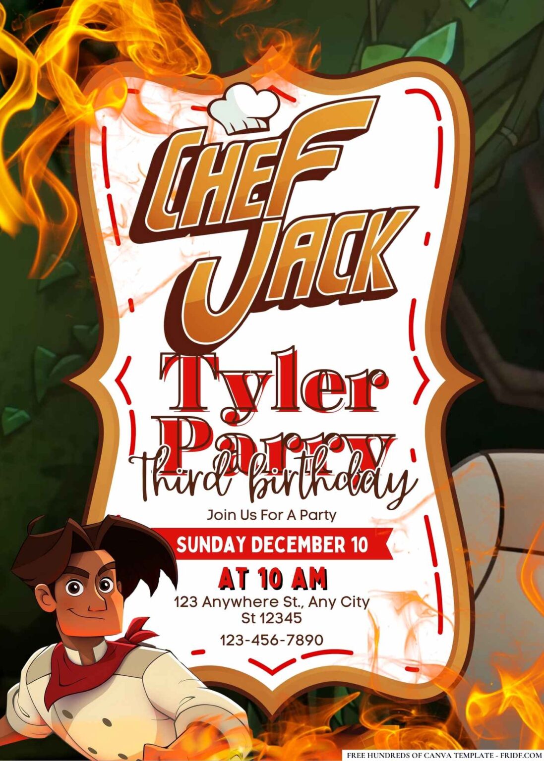 Top Chef Invitations FREE Editable Chef Jack Birthday Invitations