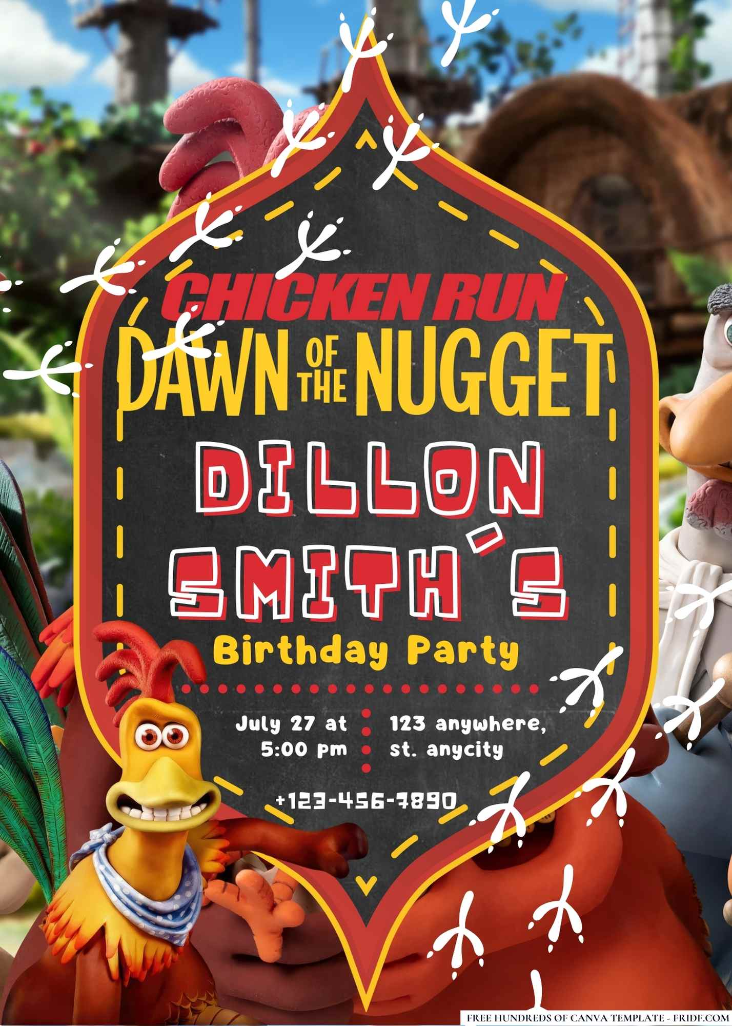 Free Editable Chicken Run: Dawn of the Nugget Birthday Invitations