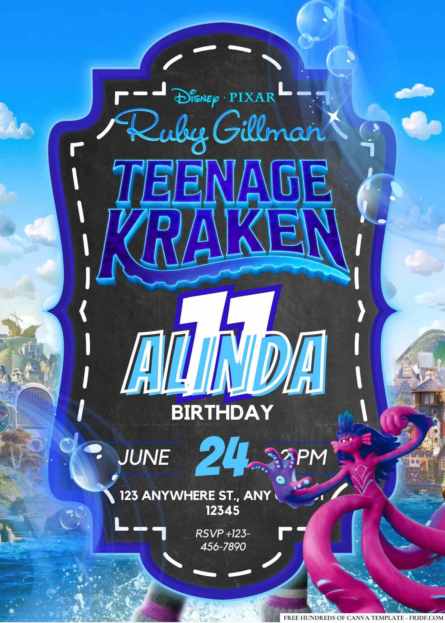 Free Editable Teenage Kraken Birthday Invitations - fridf. free pdf ...