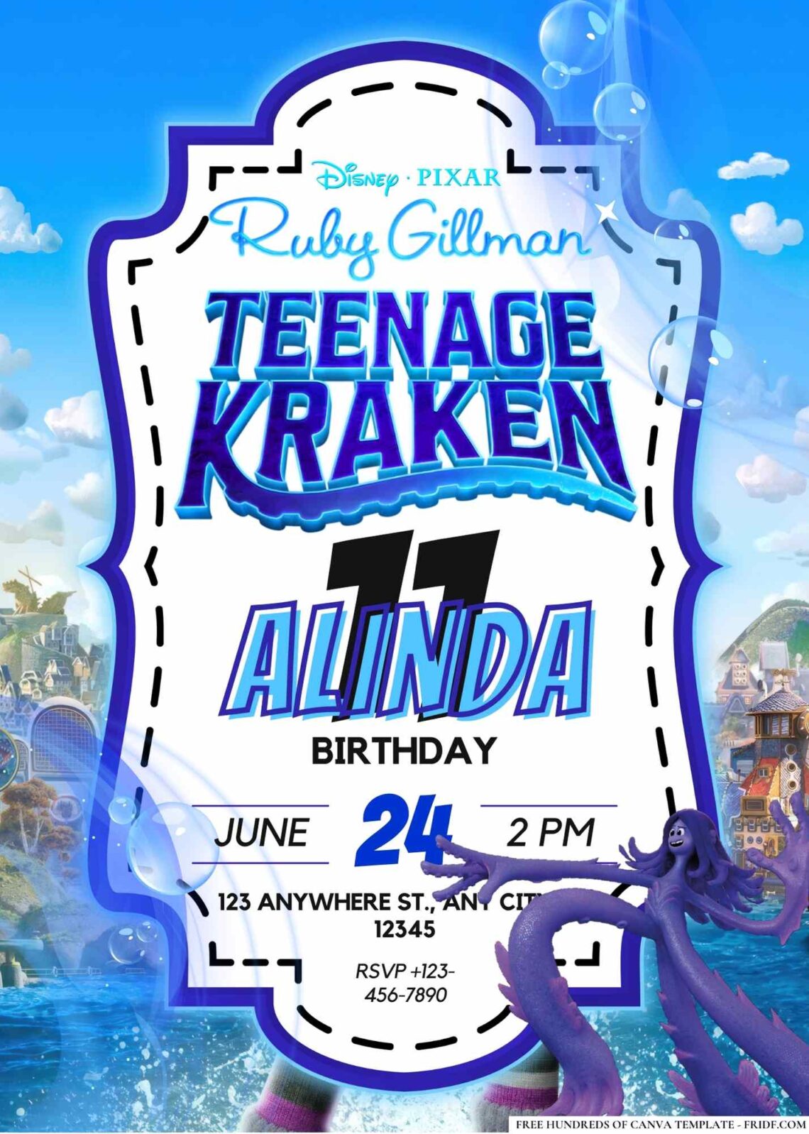 Free Editable Teenage Kraken Birthday Invitations - fridf. free pdf ...