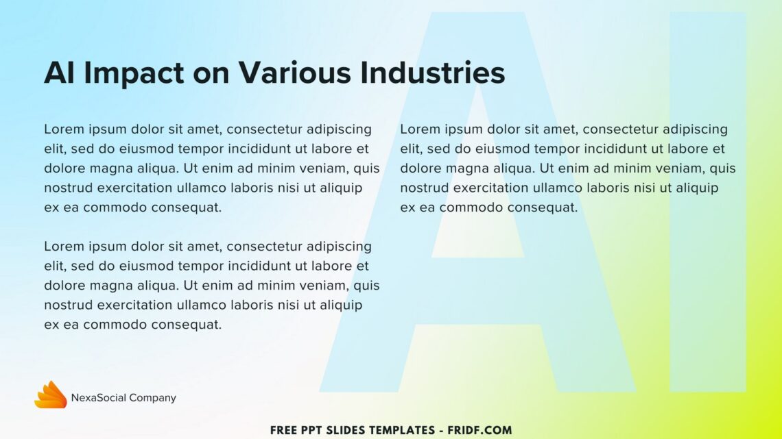 (Free Canva Template) Seamless Gradient AI Industry PPT Slides Templates