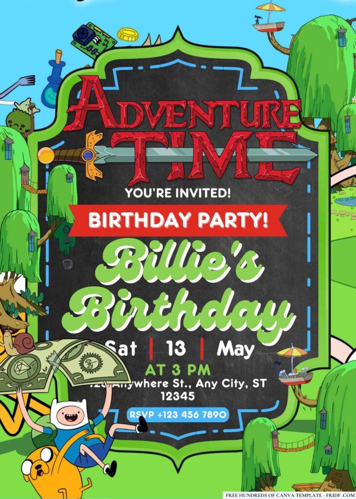 FREE Editable Adventure Time Birthday Invitations - fridf. free pdf ...
