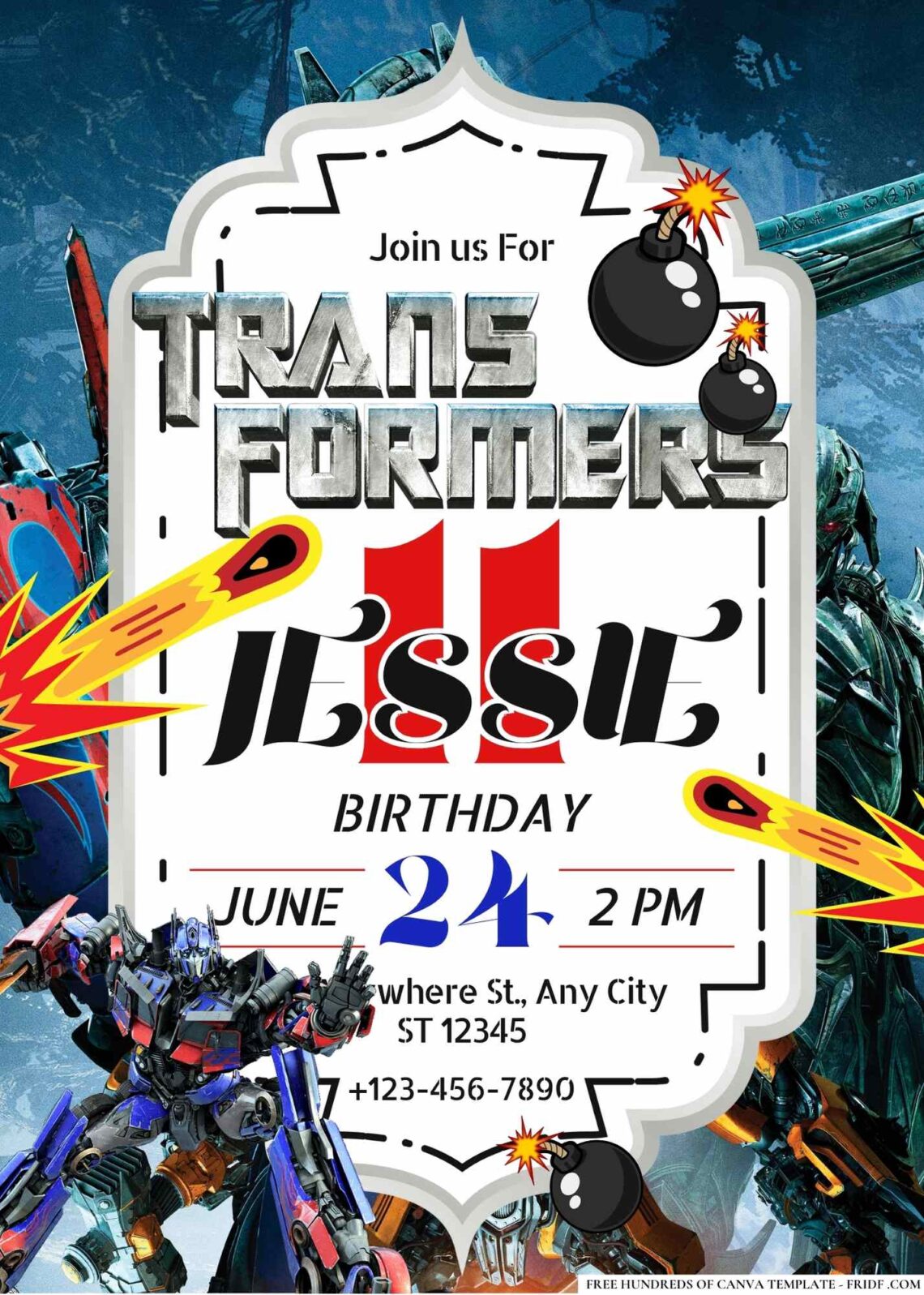 Transformers Invite FREE Editable Transformers Birthday Invitations - fridf. free pdf ...