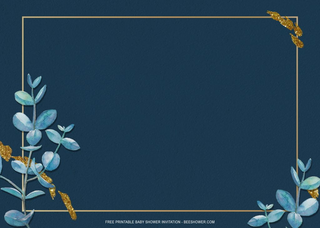 Fun Blue Invite Frame FREE Printable Blue Leaf Frame Invitation Templates - Beeshower