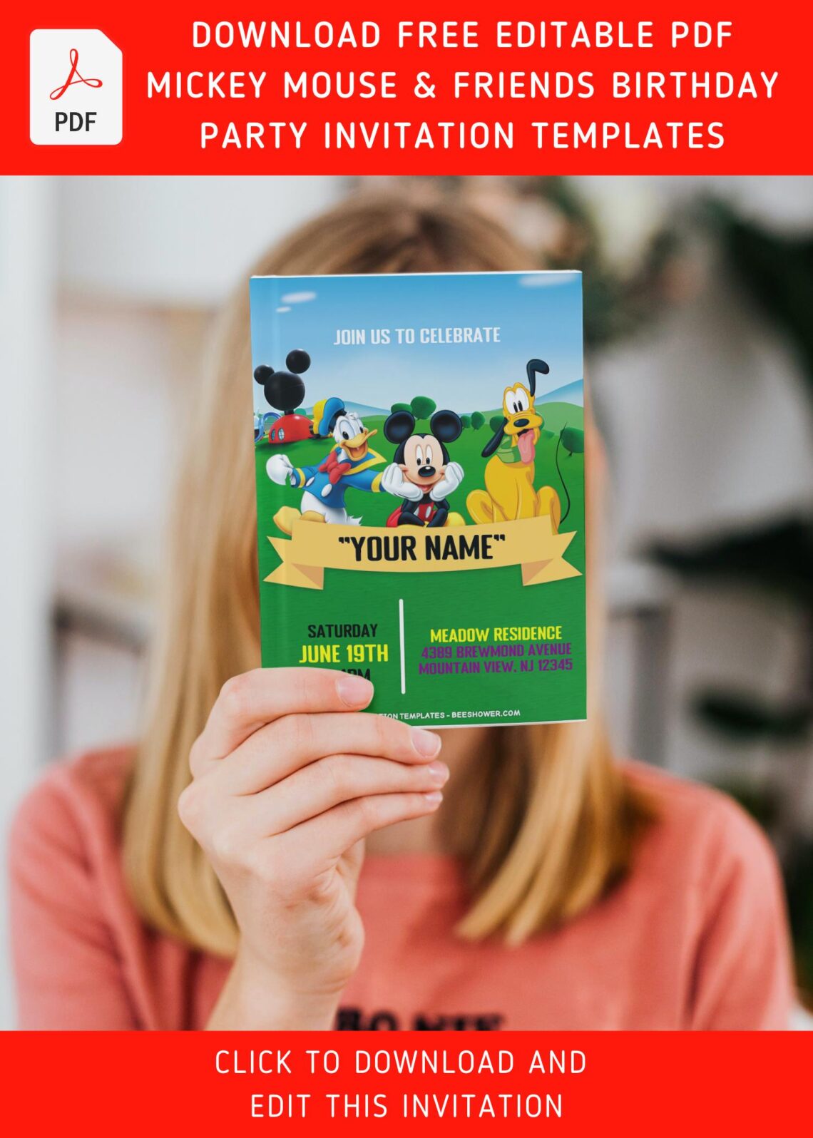 (Free Editable PDF) Mickey Mouse And Friends Birthday Party Invitation ...