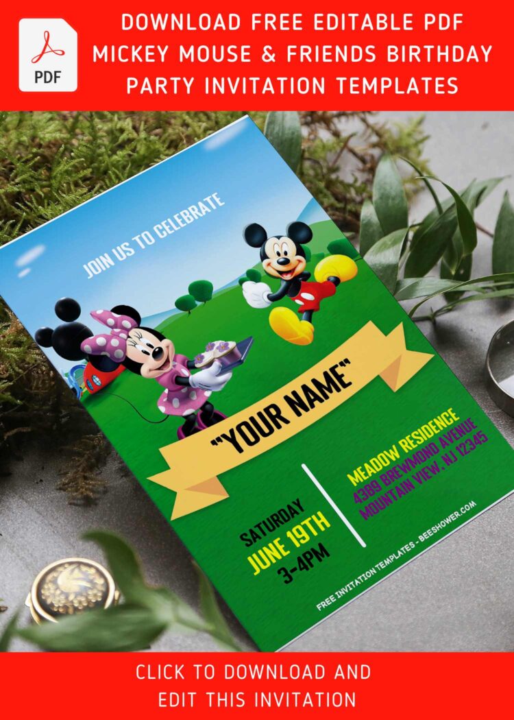 (Free Editable PDF) Mickey Mouse And Friends Birthday Party Invitation ...