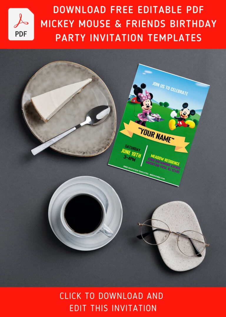 (Free Editable PDF) Mickey Mouse And Friends Birthday Party Invitation ...