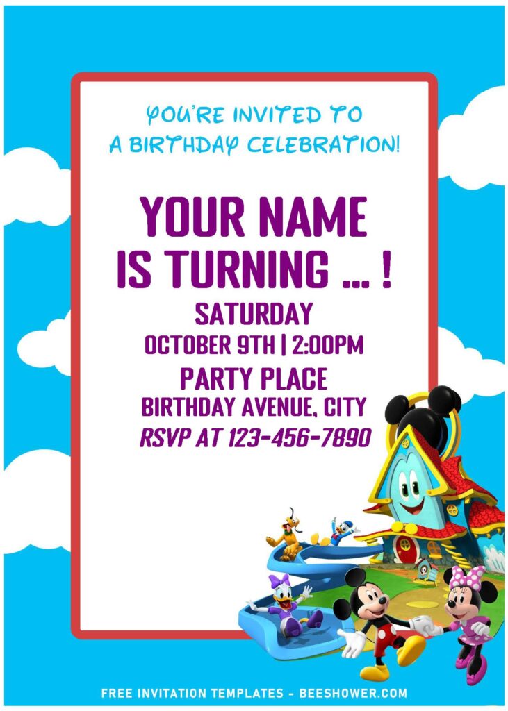 (Free Editable PDF) Happy Mickey Mouse Funhouse Birthday Invitation ...
