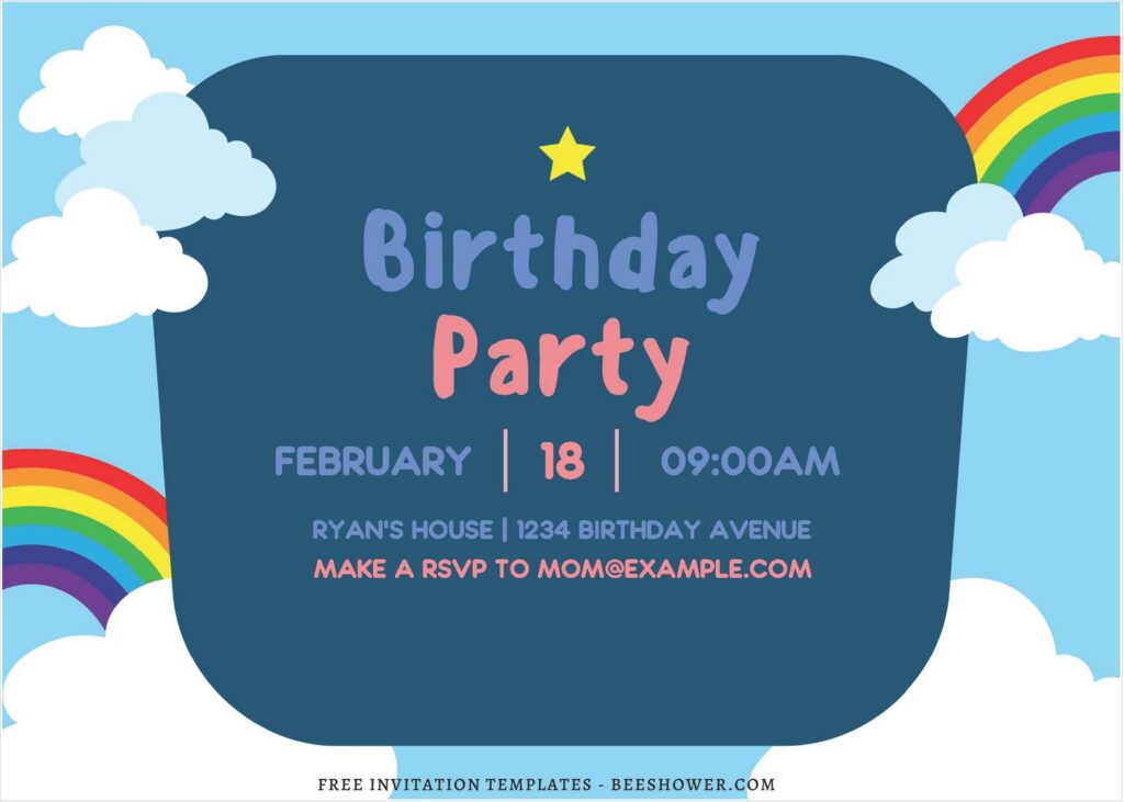 (Free Editable PDF) Rainbow Birthday Bash Invitation Templates - Beeshower