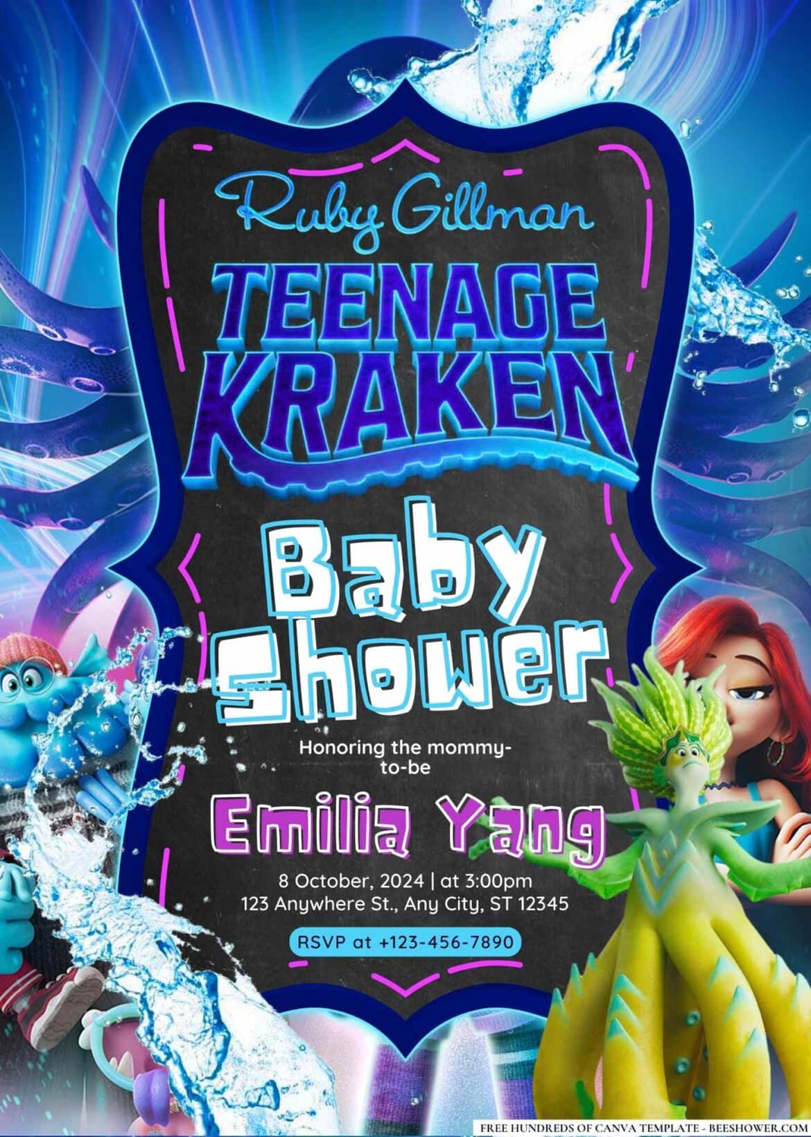 FREE Download Teenage Kraken Baby Shower Invitations - Beeshower