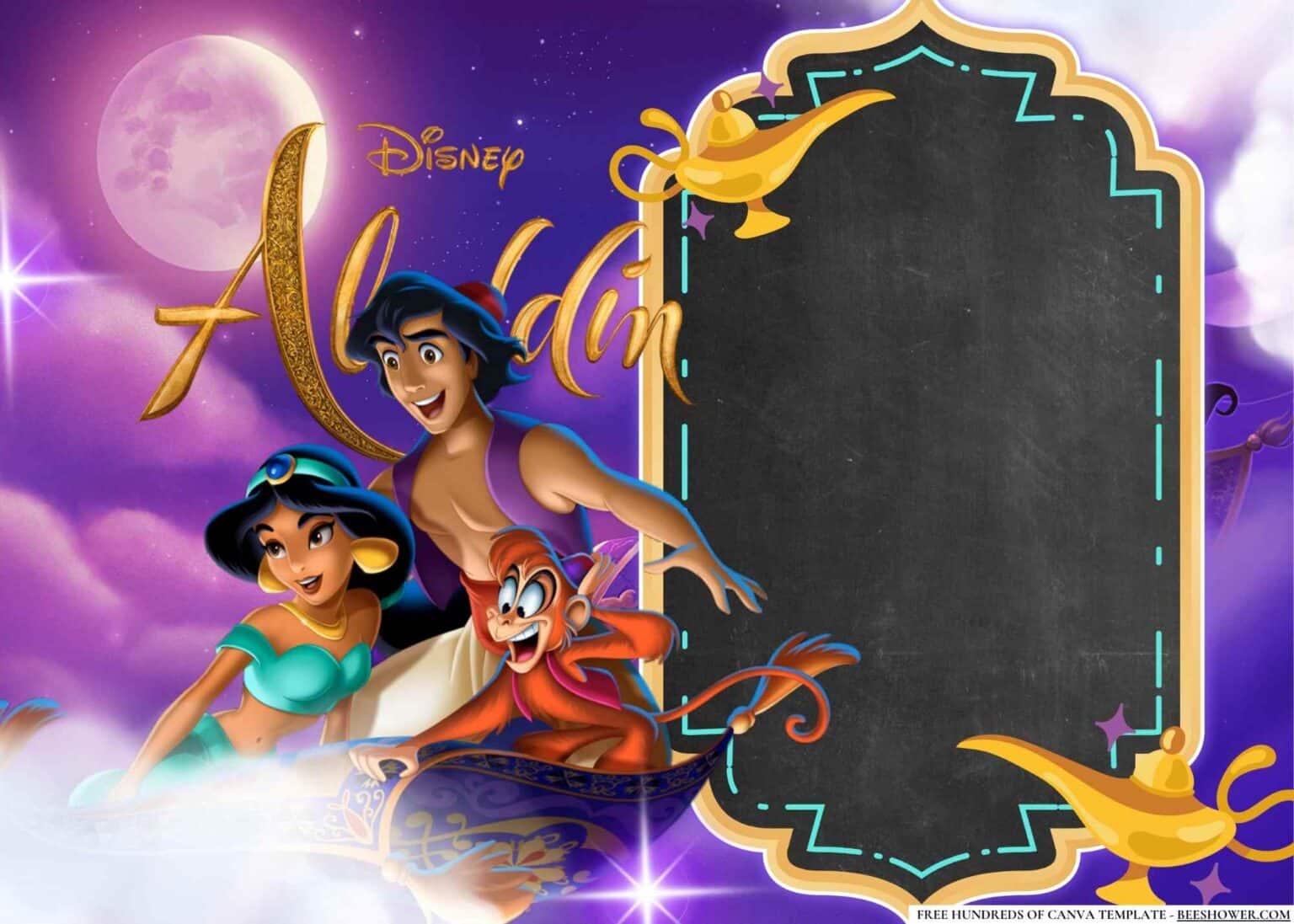 FREE Editable Aladdin Birthday Invitation - Beeshower