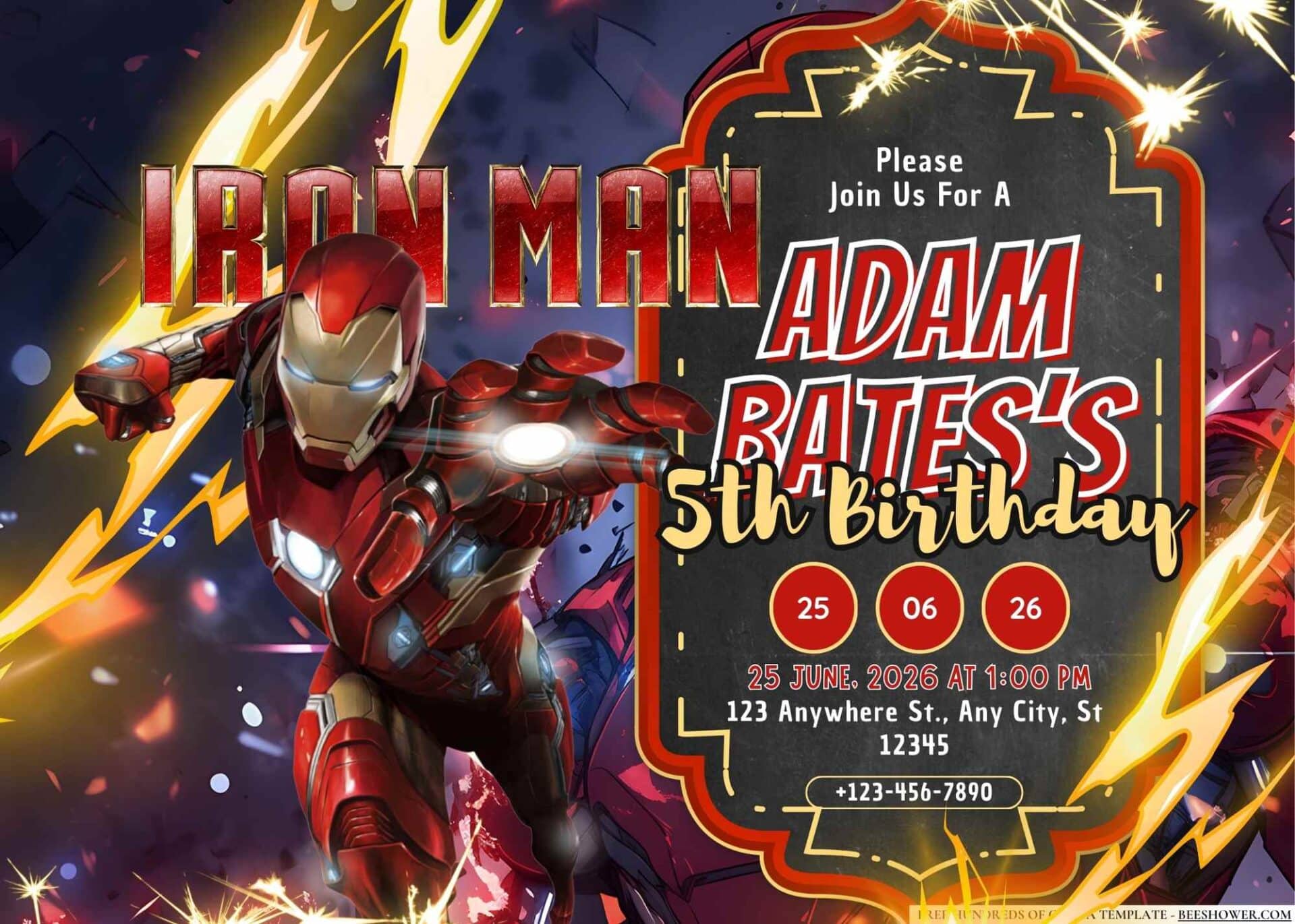 FREE Editable Iron Man Birthday Invitation - Beeshower