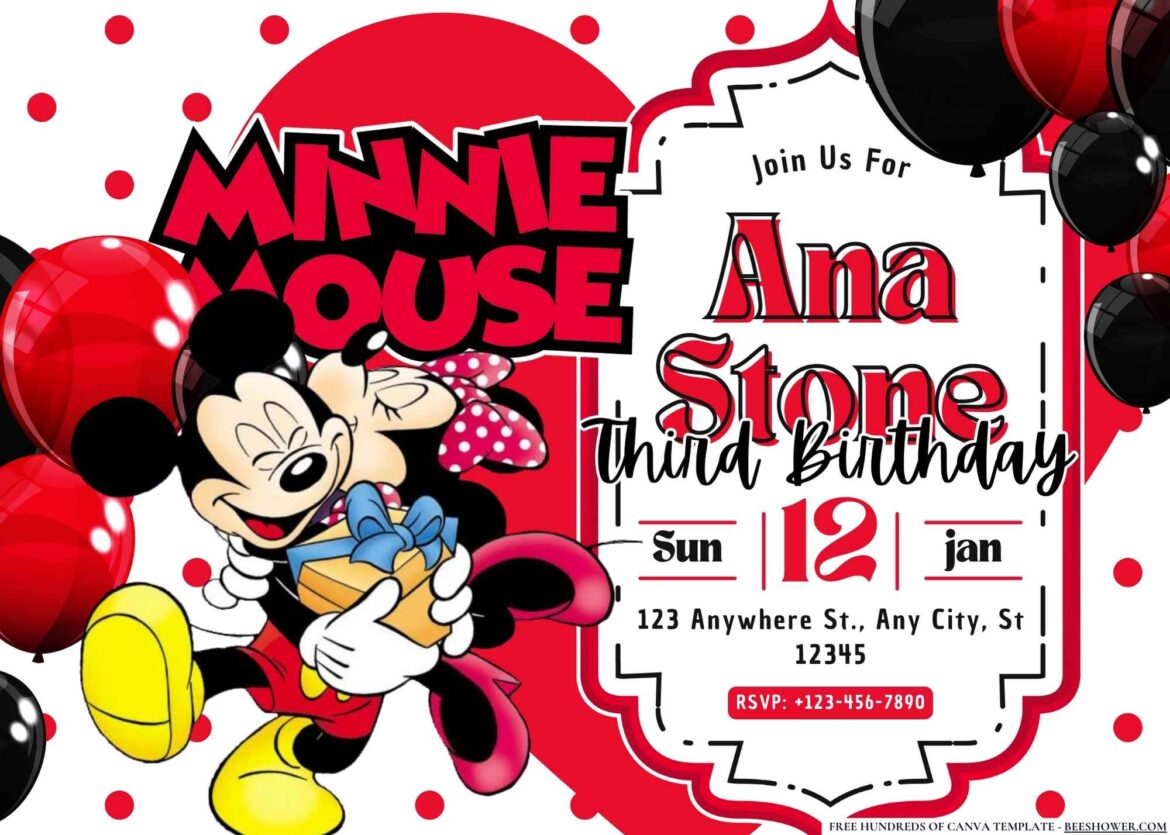 FREE Download Mickey Minnie Mouse Birthday Invitation - Beeshower
