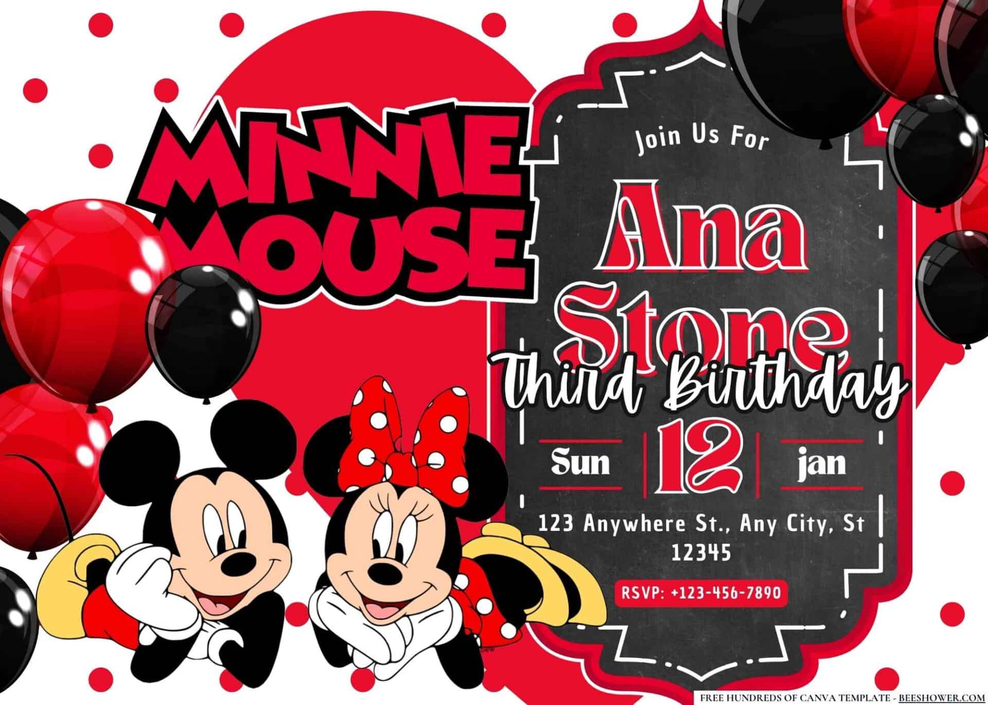 FREE Download Mickey Minnie Mouse Birthday Invitation - Beeshower